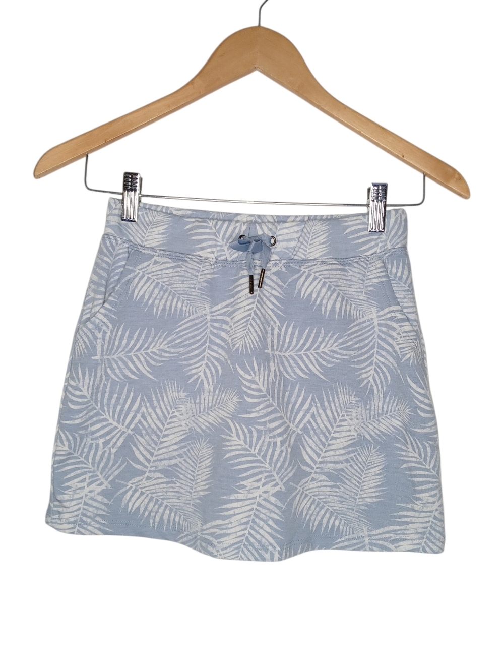 Freely Light Blue Palm Print Drawstring Skort